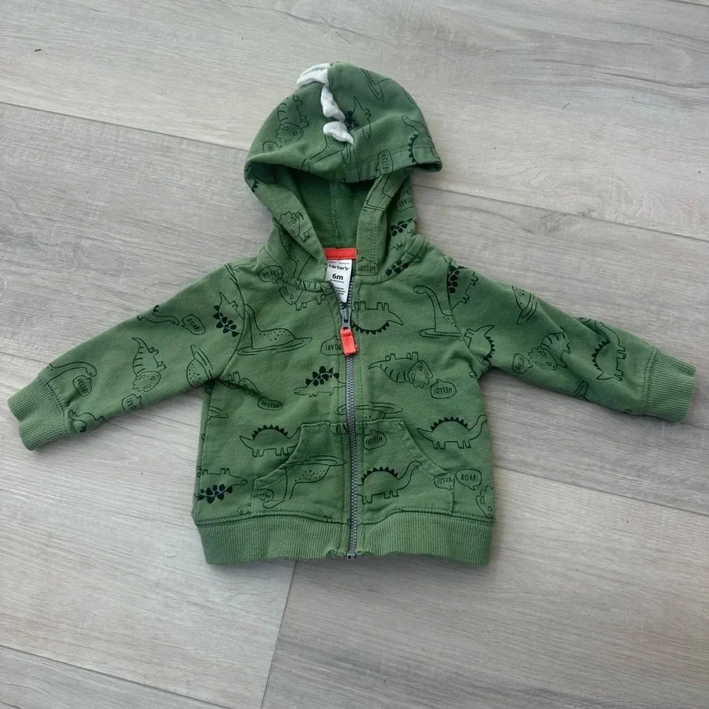 Carter’s 6 months Boy Dinosaur Zip Hoodie cozy fall winter